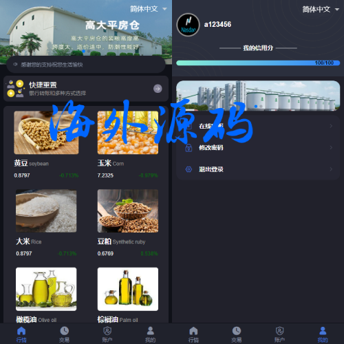 二开版微交易系统/粮食微盘系统/双语言微盘