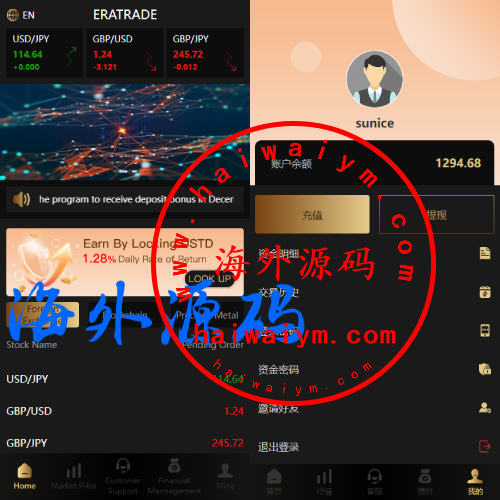 VUE版多语言微交易系统/外汇虚拟币贵金属微盘源码/新增群控单控