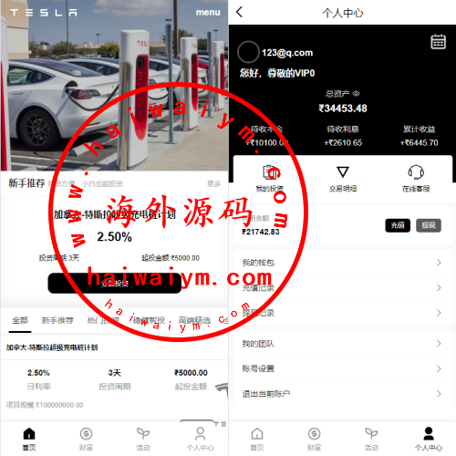 新版海外特斯拉投资系统/多语言投资理财/前端vue